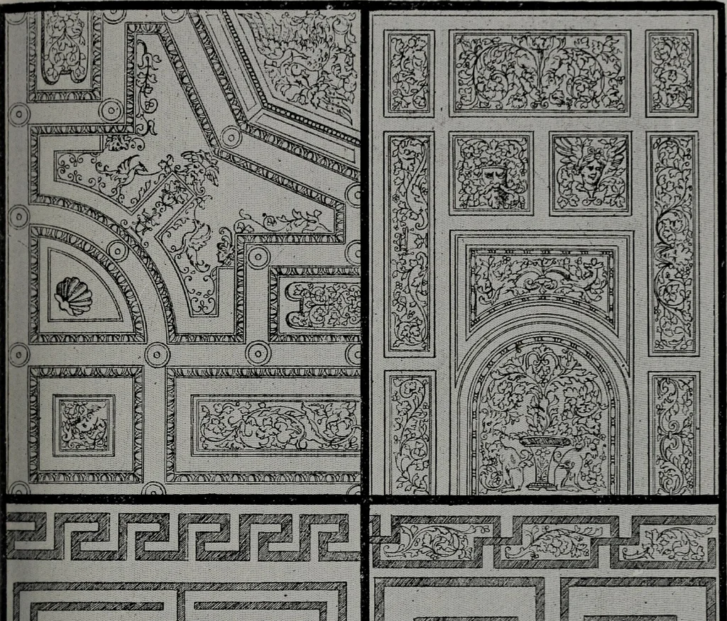 An illustration from Les plafonds; transformations progressives du XVIe au XIXe siècle, deux cent trent reproductions documentaires, 1922, leaf 100