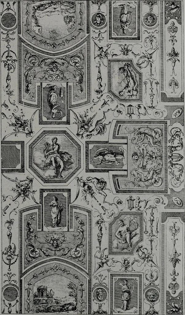 An illustration from Les plafonds; transformations progressives du XVIe au XIXe siècle, deux cent trent reproductions documentaires, 1922, leaf 104