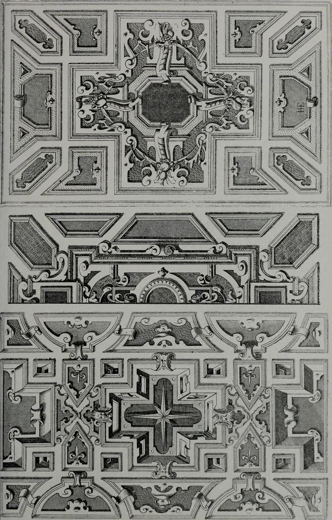 An illustration from Les plafonds; transformations progressives du XVIe au XIXe siècle, deux cent trent reproductions documentaires, 1922, leaf 114