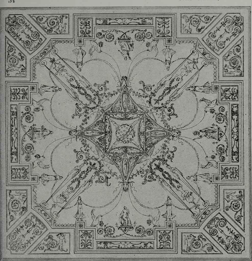 An illustration from Les plafonds; transformations progressives du XVIe au XIXe siècle, deux cent trent reproductions documentaires, 1922, leaf 118