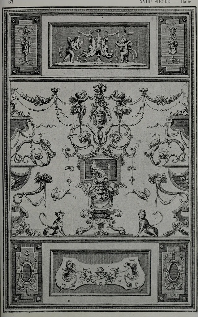 An illustration from Les plafonds; transformations progressives du XVIe au XIXe siècle, deux cent trent reproductions documentaires, 1922, leaf 124