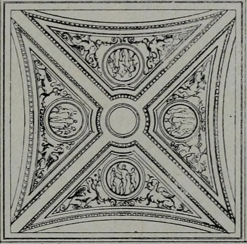 An illustration from Les plafonds; transformations progressives du XVIe au XIXe siècle, deux cent trent reproductions documentaires, 1922, leaf 14