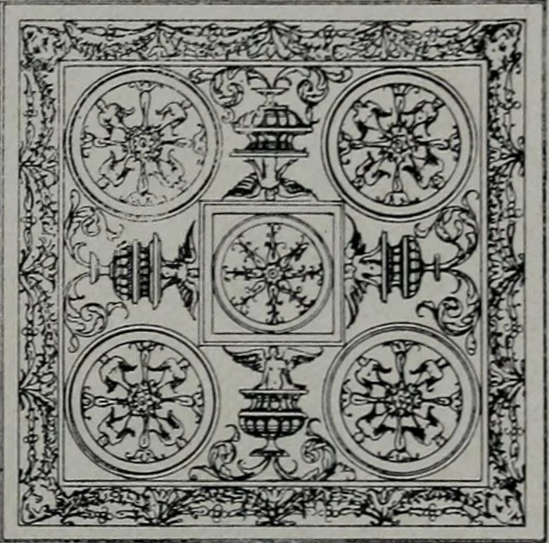 An illustration from Les plafonds; transformations progressives du XVIe au XIXe siècle, deux cent trent reproductions documentaires, 1922, leaf 14