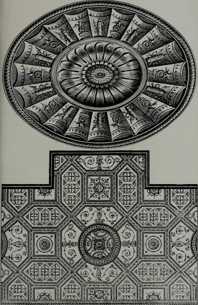 An illustration from Les plafonds; transformations progressives du XVIe au XIXe siècle, deux cent trent reproductions documentaires, 1922, leaf 146