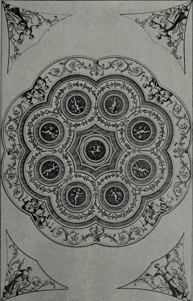 An illustration from Les plafonds; transformations progressives du XVIe au XIXe siècle, deux cent trent reproductions documentaires, 1922, leaf 150