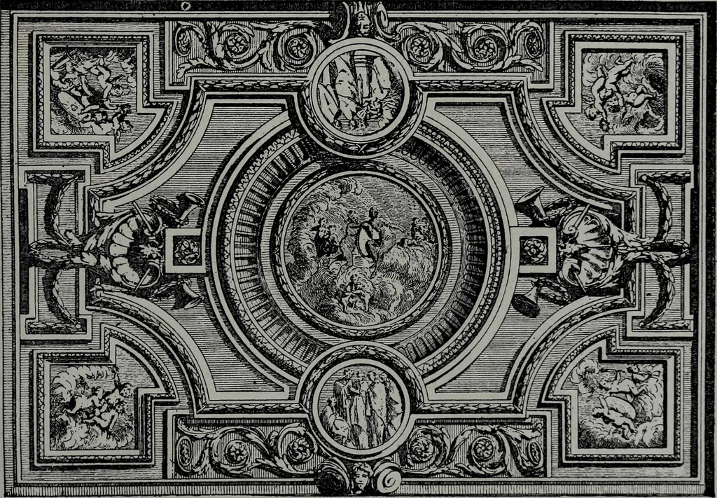 An illustration from Les plafonds; transformations progressives du XVIe au XIXe siècle, deux cent trent reproductions documentaires, 1922, leaf 158