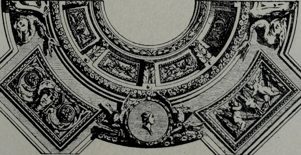 An illustration from Les plafonds; transformations progressives du XVIe au XIXe siècle, deux cent trent reproductions documentaires, 1922, leaf 158