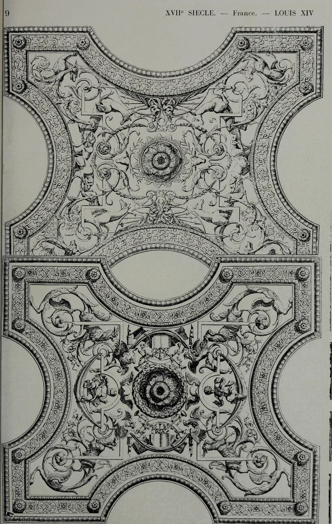 An illustration from Les plafonds; transformations progressives du XVIe au XIXe siècle, deux cent trent reproductions documentaires, 1922, leaf 28