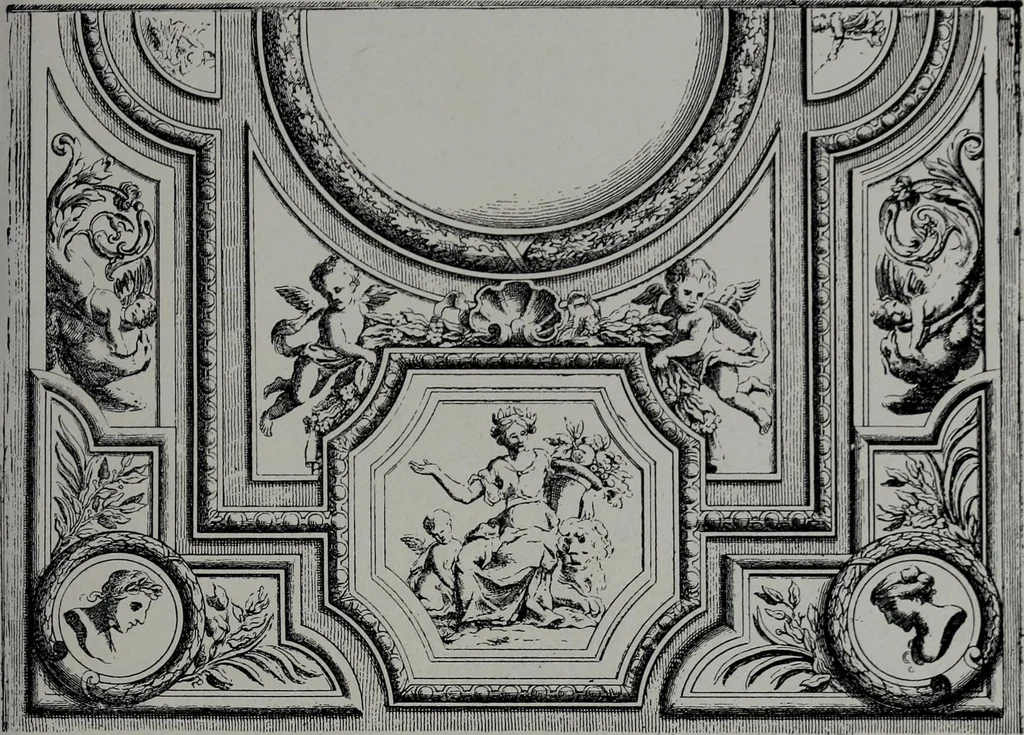 An illustration from Les plafonds; transformations progressives du XVIe au XIXe siècle, deux cent trent reproductions documentaires, 1922, leaf 42