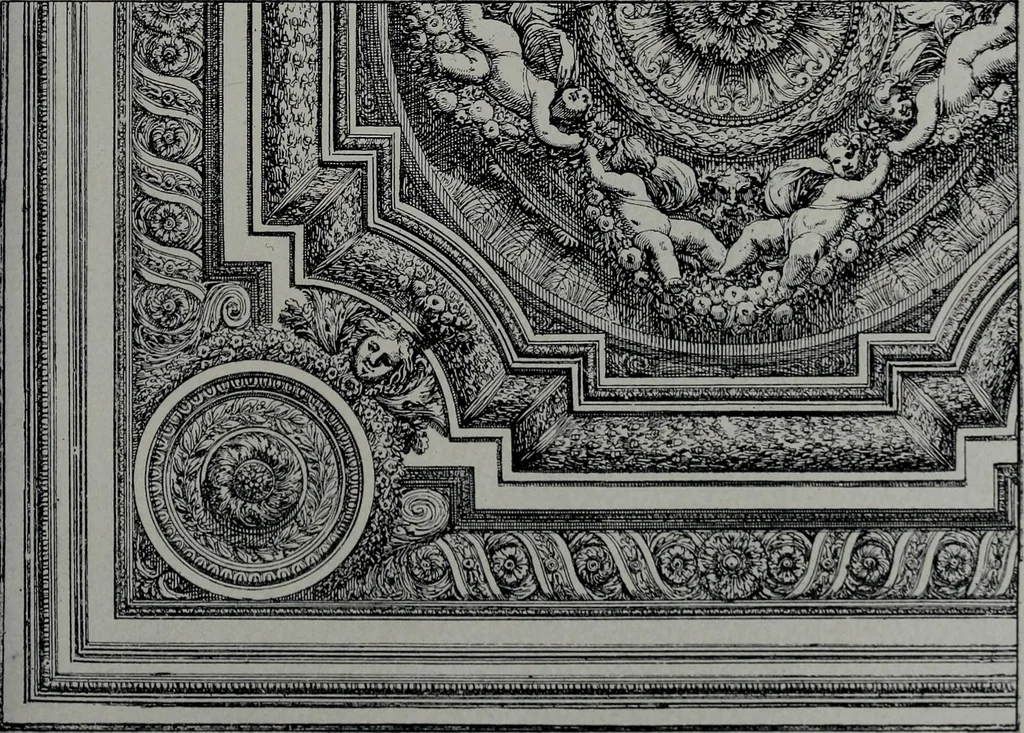 An illustration from Les plafonds; transformations progressives du XVIe au XIXe siècle, deux cent trent reproductions documentaires, 1922, leaf 44