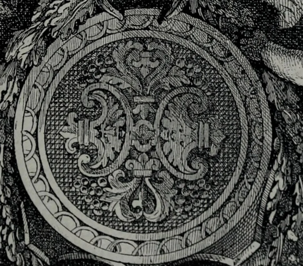 An illustration from Les plafonds; transformations progressives du XVIe au XIXe siècle, deux cent trent reproductions documentaires, 1922, leaf 50