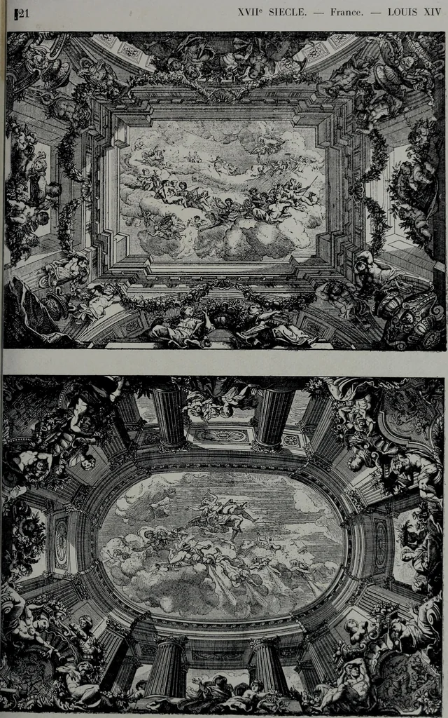 An illustration from Les plafonds; transformations progressives du XVIe au XIXe siècle, deux cent trent reproductions documentaires, 1922, leaf 52