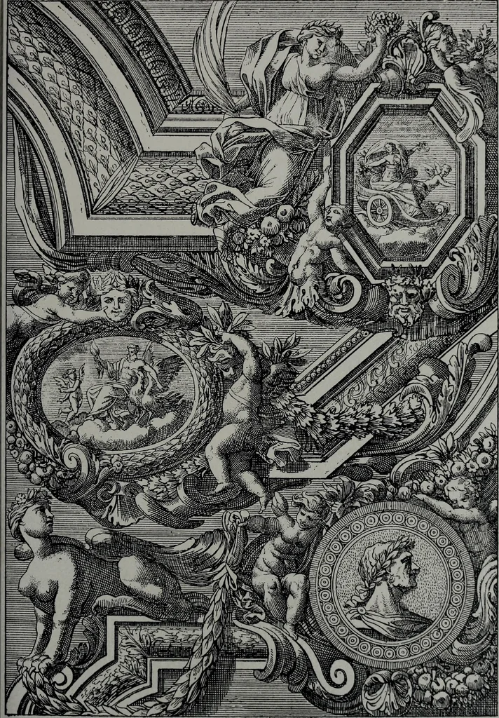 An illustration from Les plafonds; transformations progressives du XVIe au XIXe siècle, deux cent trent reproductions documentaires, 1922, leaf 54