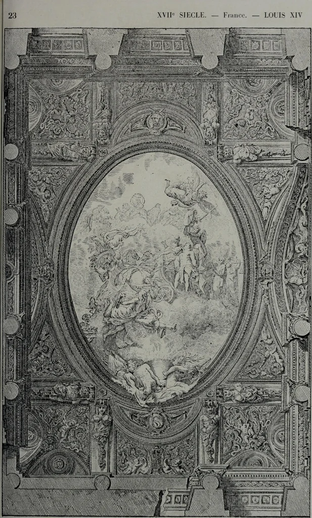 An illustration from Les plafonds; transformations progressives du XVIe au XIXe siècle, deux cent trent reproductions documentaires, 1922, leaf 56