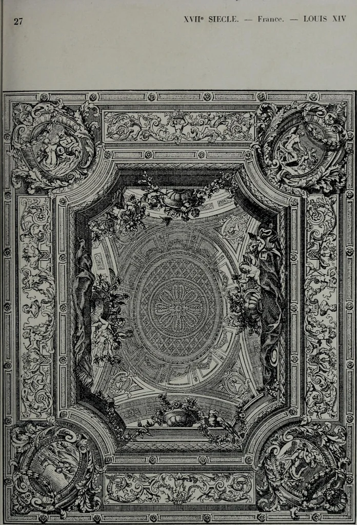 An illustration from Les plafonds; transformations progressives du XVIe au XIXe siècle, deux cent trent reproductions documentaires, 1922, leaf 64