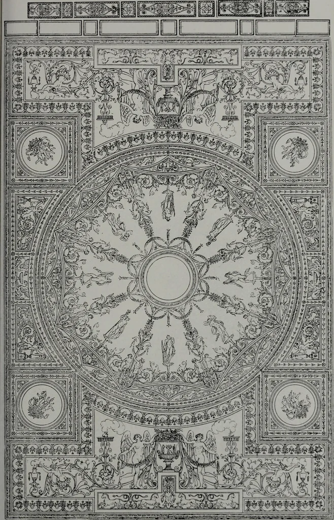 An illustration from Les plafonds; transformations progressives du XVIe au XIXe siècle, deux cent trent reproductions documentaires, 1922, leaf 90