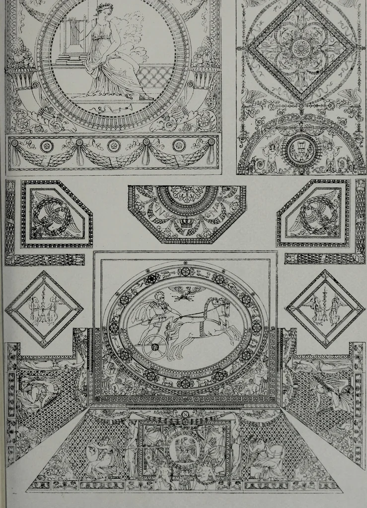 An illustration from Les plafonds; transformations progressives du XVIe au XIXe siècle, deux cent trent reproductions documentaires, 1922, leaf 96
