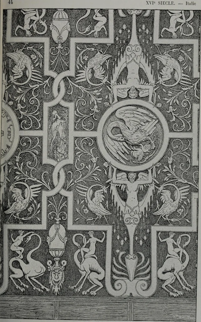 An illustration from Les plafonds; transformations progressives du XVIe au XIXe siècle, deux cent trent reproductions documentaires, 1922, leaf 98