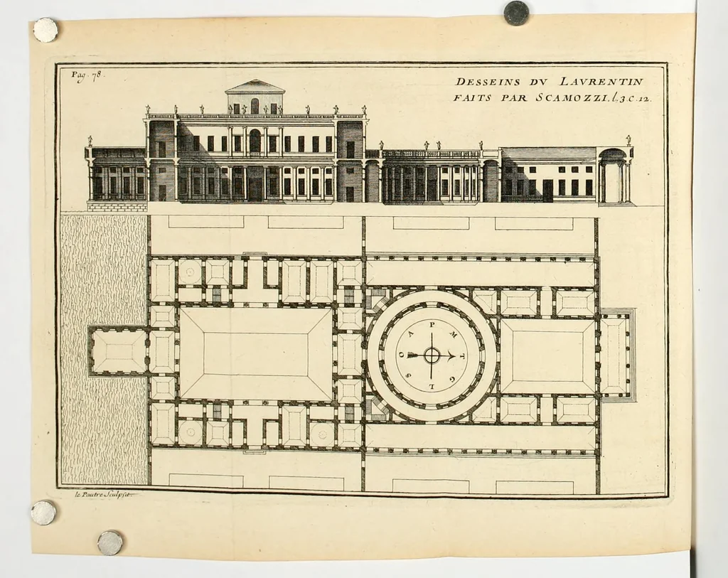 An illustration from Les plans et les descriptions de deux des plus belles maisons de campagne de Pline le consul : avec des remarques sur tous ses bâtimens, et une dissertation touchant l'architecture antique & l'architecture gothique, 1699, leaf 101