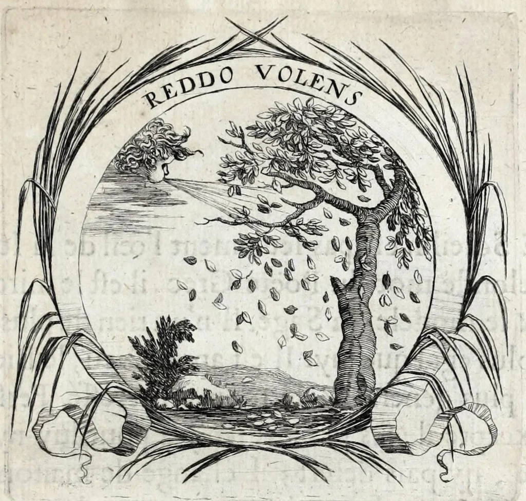 An illustration from Les poesies du P. Pierre Le Moine, de la Compagnie de Iesus, 1650, leaf 75