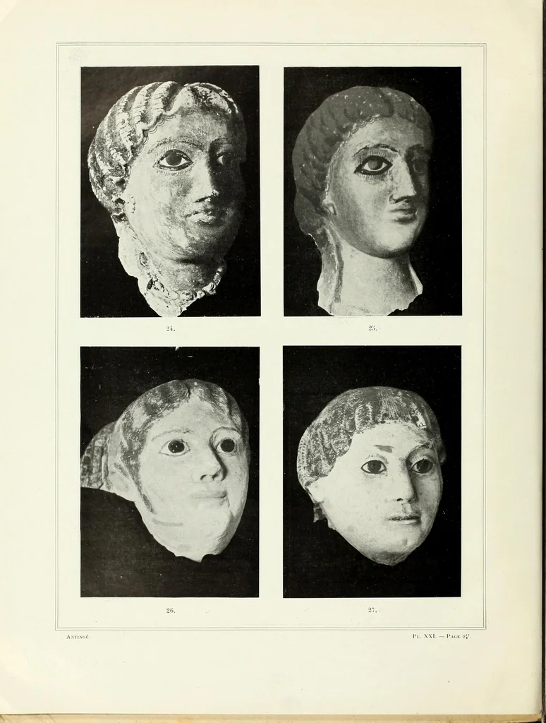 An illustration from Les portraits d'Antinoé au Musée Guimet, 1912, leaf 56