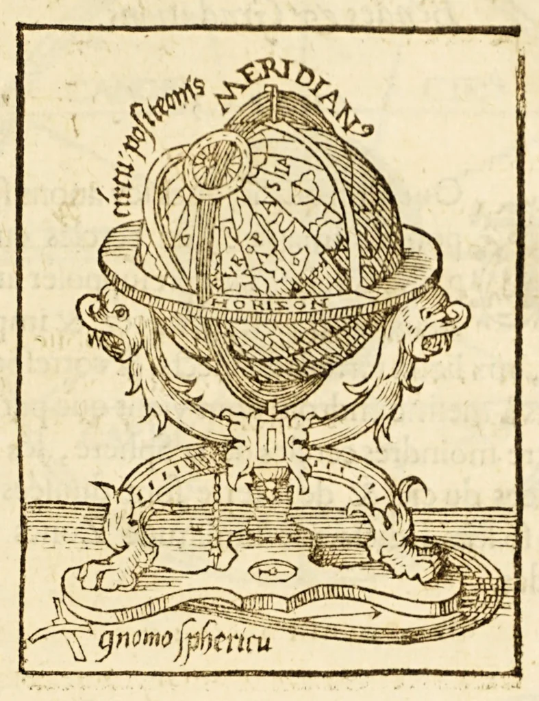 An illustration from Les principes d'astronomie et cosmographie : auec l'vsage du globe., 1582, leaf 33