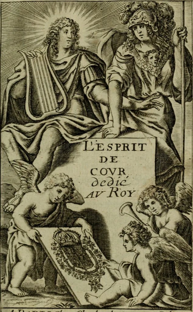 An illustration from L'esprit de cour, ou, Les cent conversations galantes, 1681, leaf 4