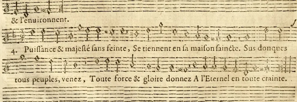 An illustration from Les pseaumes de David, mis en musique a quatre & cinq parties,, 1627, leaf 107