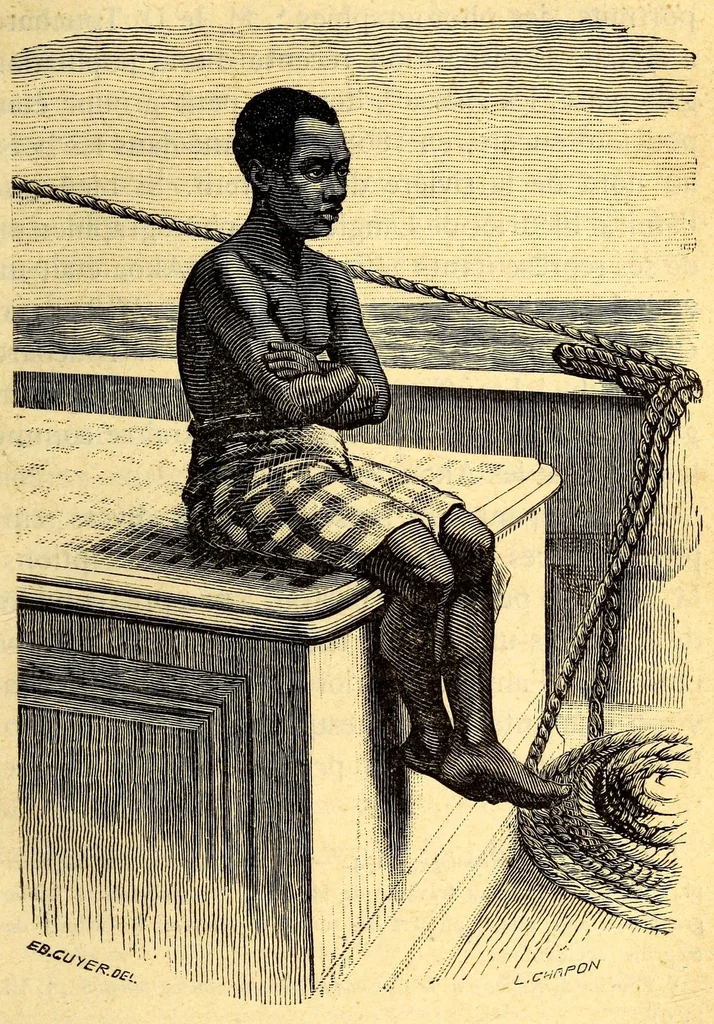 An illustration from Les pygmées, 1887, leaf 255