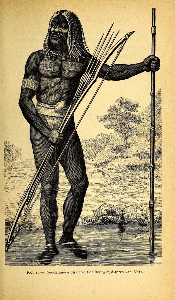 An illustration from Les pygmées, 1887, leaf 45