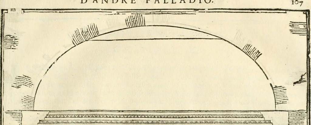 An illustration from Les quatre liures de l'architecture d'André Palladio : mis en françois : dans lesquels, après vn petit traitté des cinq ordres, auec quelques-vnes des plus necessaires obseruations pour bien bastir, il parle de la construction des maisons particulieres, des grands chemins, des ponts, des places publiques, des xystes, des basiliques, & des temples, 1650, leaf 114