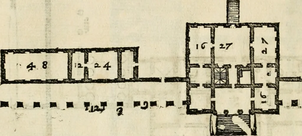 An illustration from Les quatre liures de l'architecture d'André Palladio : mis en françois : dans lesquels, après vn petit traitté des cinq ordres, auec quelques-vnes des plus necessaires obseruations pour bien bastir, il parle de la construction des maisons particulieres, des grands chemins, des ponts, des places publiques, des xystes, des basiliques, & des temples, 1650, leaf 131