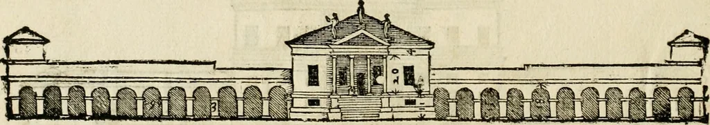 An illustration from Les quatre liures de l'architecture d'André Palladio : mis en françois : dans lesquels, après vn petit traitté des cinq ordres, auec quelques-vnes des plus necessaires obseruations pour bien bastir, il parle de la construction des maisons particulieres, des grands chemins, des ponts, des places publiques, des xystes, des basiliques, & des temples, 1650, leaf 131
