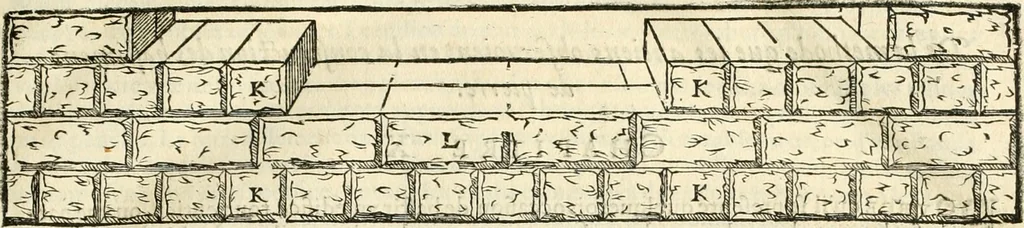 An illustration from Les quatre liures de l'architecture d'André Palladio : mis en françois : dans lesquels, après vn petit traitté des cinq ordres, auec quelques-vnes des plus necessaires obseruations pour bien bastir, il parle de la construction des maisons particulieres, des grands chemins, des ponts, des places publiques, des xystes, des basiliques, & des temples, 1650, leaf 18