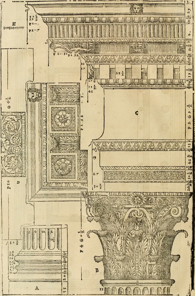 An illustration from Les quatre liures de l'architecture d'André Palladio : mis en françois : dans lesquels, après vn petit traitté des cinq ordres, auec quelques-vnes des plus necessaires obseruations pour bien bastir, il parle de la construction des maisons particulieres, des grands chemins, des ponts, des places publiques, des xystes, des basiliques, & des temples, 1650, leaf 269