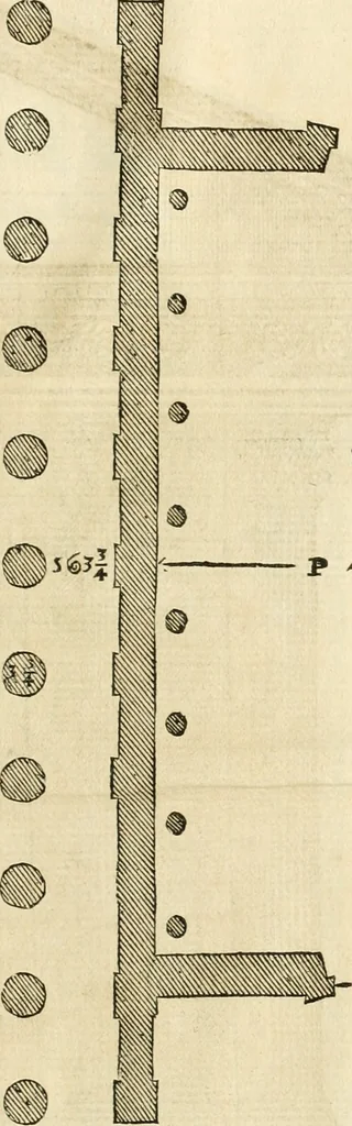 An illustration from Les quatre liures de l'architecture d'André Palladio : mis en françois : dans lesquels, après vn petit traitté des cinq ordres, auec quelques-vnes des plus necessaires obseruations pour bien bastir, il parle de la construction des maisons particulieres, des grands chemins, des ponts, des places publiques, des xystes, des basiliques, & des temples, 1650, leaf 330