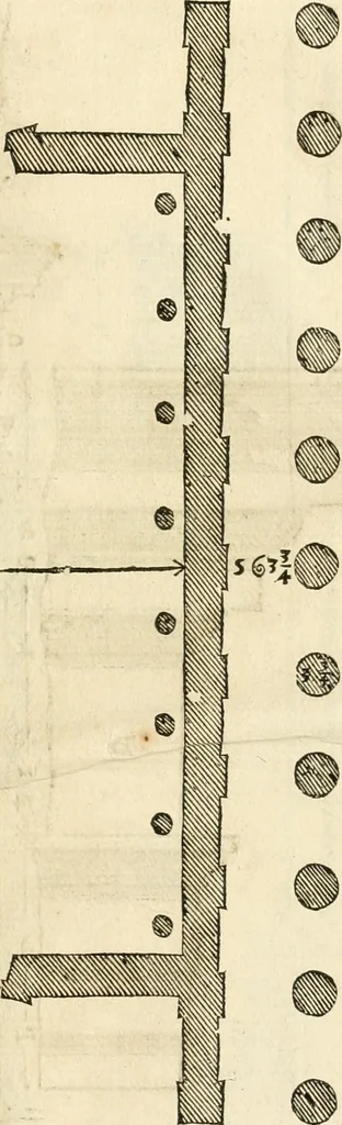 An illustration from Les quatre liures de l'architecture d'André Palladio : mis en françois : dans lesquels, après vn petit traitté des cinq ordres, auec quelques-vnes des plus necessaires obseruations pour bien bastir, il parle de la construction des maisons particulieres, des grands chemins, des ponts, des places publiques, des xystes, des basiliques, & des temples, 1650, leaf 330