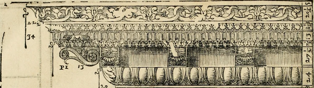 An illustration from Les quatre liures de l'architecture d'André Palladio : mis en françois : dans lesquels, après vn petit traitté des cinq ordres, auec quelques-vnes des plus necessaires obseruations pour bien bastir, il parle de la construction des maisons particulieres, des grands chemins, des ponts, des places publiques, des xystes, des basiliques, & des temples, 1650, leaf 333