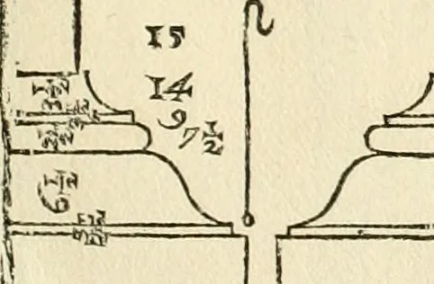 An illustration from Les quatre liures de l'architecture d'André Palladio : mis en françois : dans lesquels, après vn petit traitté des cinq ordres, auec quelques-vnes des plus necessaires obseruations pour bien bastir, il parle de la construction des maisons particulieres, des grands chemins, des ponts, des places publiques, des xystes, des basiliques, & des temples, 1650, leaf 38