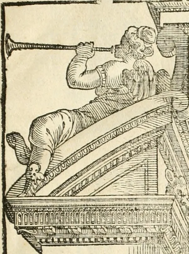 An illustration from Les quatre liures de l'architecture d'André Palladio : mis en françois : dans lesquels, après vn petit traitté des cinq ordres, auec quelques-vnes des plus necessaires obseruations pour bien bastir, il parle de la construction des maisons particulieres, des grands chemins, des ponts, des places publiques, des xystes, des basiliques, & des temples, 1650, leaf 4
