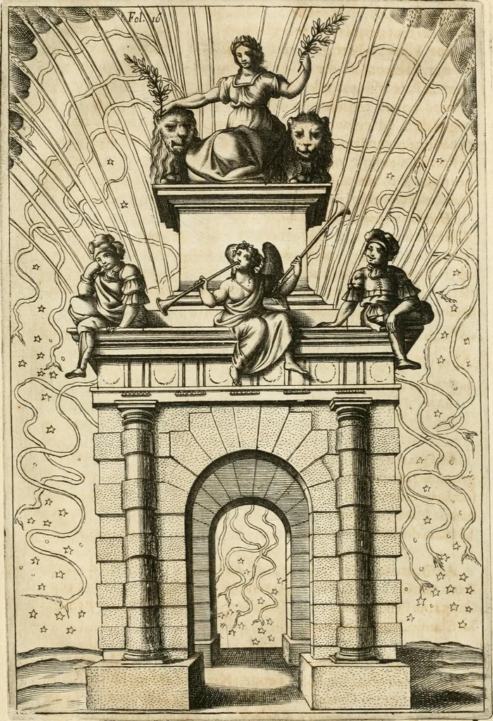 An illustration from Les réjoüissances de la paix, faites dans la ville de Lyon le 20. mars 1660, 1660, leaf 32