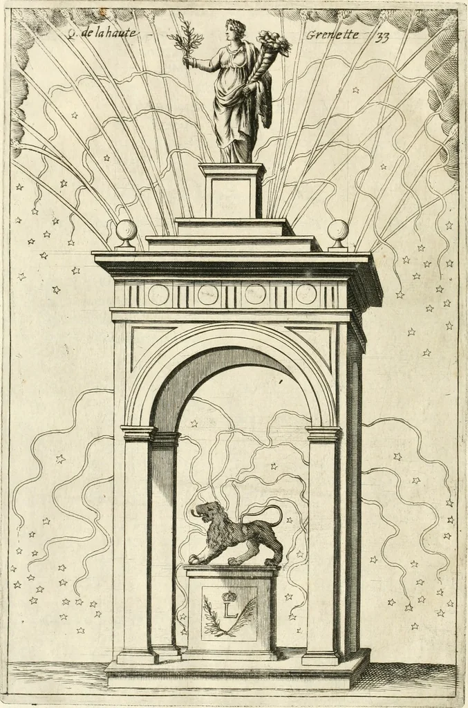 An illustration from Les réjoüissances de la paix, faites dans la ville de Lyon le 20. mars 1660, 1660, leaf 77
