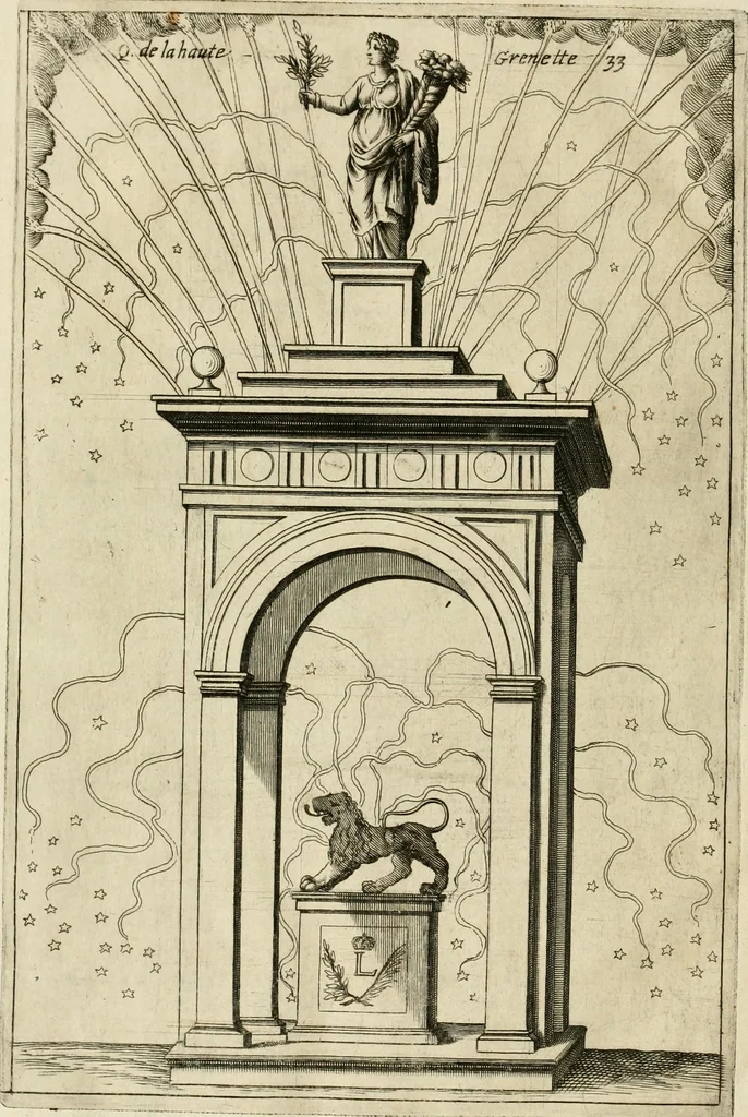 An illustration from Les réjoüissances de la paix, faites dans la ville de Lyon le 20. mars 1660, 1660, leaf 77
