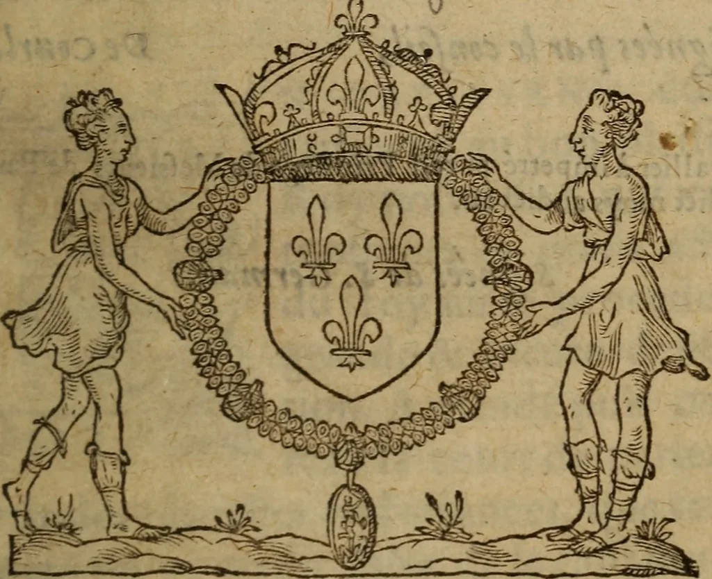 An illustration from Les remonstrances faictes av Roy loys vnzieme, svr les priuileges de l'Eglise Gallicane, & les plainctifs & doleances du peuple. .., 1561, leaf 4