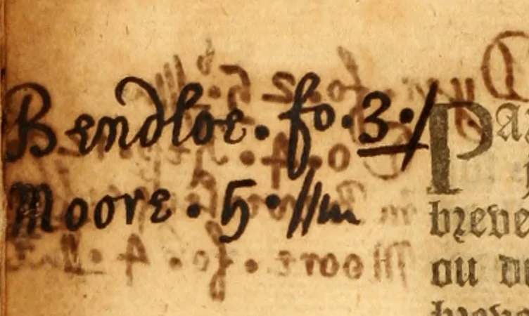 An illustration from Les reports du treserudite Edmund Anderson : chivalier, nadgairs, seigniour chief justice del Common-bank. Des mults principals cases argues & adjuges en le temps del jadis roign Elizabeth cibien en le Common-bank come devant touts les juges de cest roialme [1534-1604], 1664, leaf 39