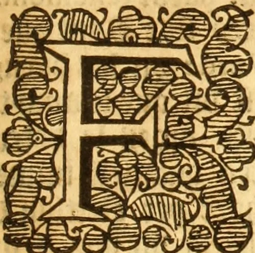 An illustration from Les reports du treserudite Edmund Anderson : chivalier, nadgairs, seigniour chief justice del Common-bank. Des mults principals cases argues & adjuges en le temps del jadis roign Elizabeth cibien en le Common-bank come devant touts les juges de cest roialme [1534-1604], 1664, leaf 414