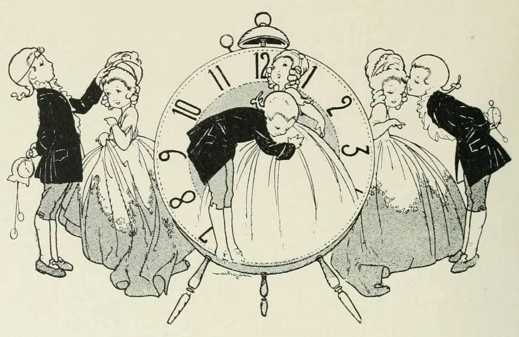 An illustration from Les rondes des enfants sages : à chanter, à mimer et à jouer, 1922, leaf 40