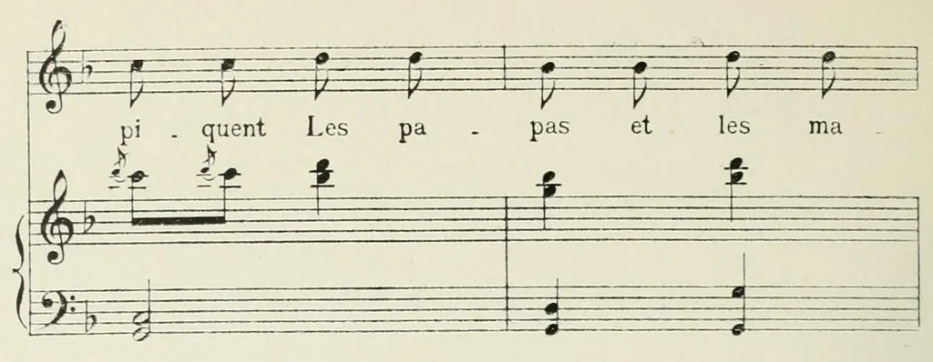 An illustration from Les rondes des enfants sages : à chanter, à mimer et à jouer, 1922, leaf 58