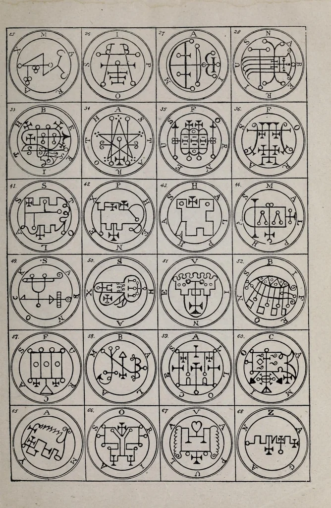 An illustration from The lesser key of Solomon, Goetia : the book of evil spirits contains two hundred diagrams and seals for invocation ... translated from ancient manuscripts in the British Museum, London ... only authorized edition extant, 1916, leaf 9