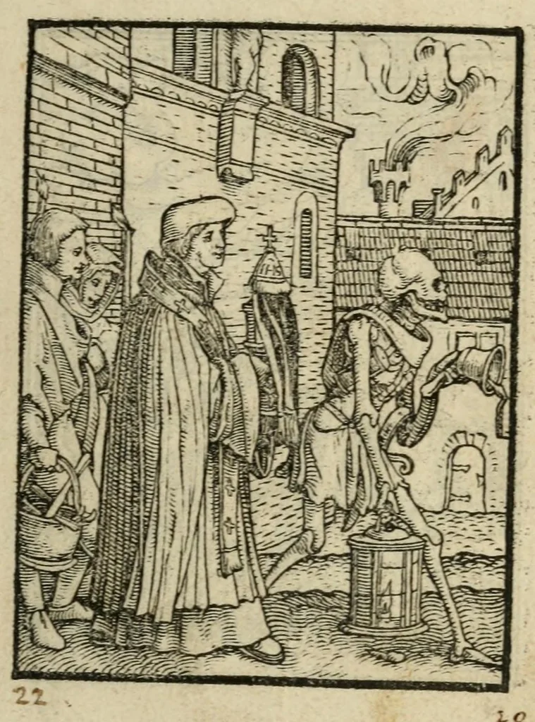 An illustration from Les simulachres & historiees faces de la mort, avtant elegammet pourtraictes, que artificiellement imaginées, 1547, leaf 11